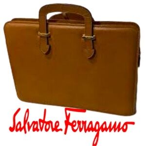 AUTHENTIC Ferragamo laptop business bag document case brown 40 × 29 × 6 …
